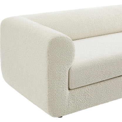 Pipestone 89" Boucle Sofa by Evans & Londeen in pearl. Made from boucle upholstered in a transitional style.