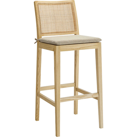Kenai Wood and Rattan Bar Stool by Evans & Londeen in natural. Made from wood, rattan in a unique style.
