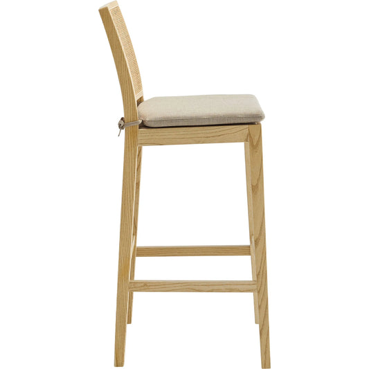 Kenai Wood and Rattan Bar Stool by Evans & Londeen in natural. Made from wood, rattan in a unique style.