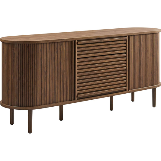 Bond 67" Fluted Oval Sideboard Cabinet by Evans & Londeen in walnut. Made from unique in a transitional style.