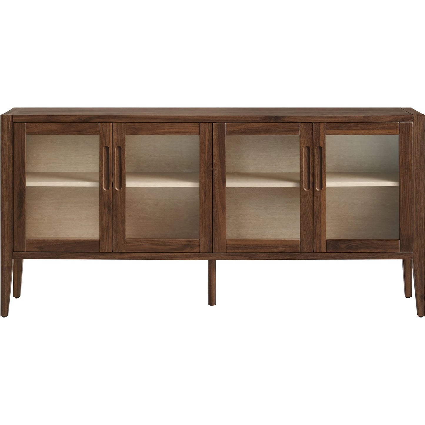 004 SI-2453539 | Additional Silo | Arecibo 72" Glass Door Sideboard Storage Display Cabinet by Evans & Londeen in walnut. Made from glass door in a traditional style.