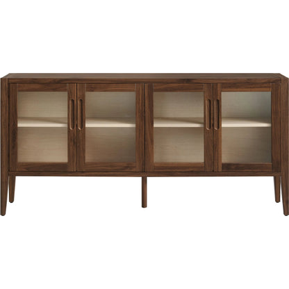 Arecibo 72" Glass Door Sideboard Storage Display Cabinet by Evans & Londeen in walnut. Made from glass door in a traditional style.