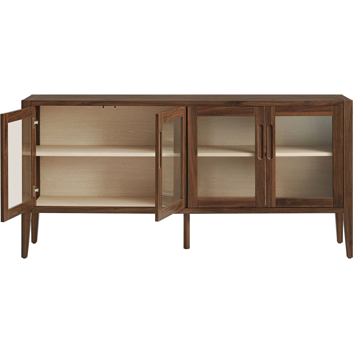 006 SI-2453539 | Additional Silo | Arecibo 72" Glass Door Sideboard Storage Display Cabinet by Evans & Londeen in walnut. Made from glass door in a traditional style.