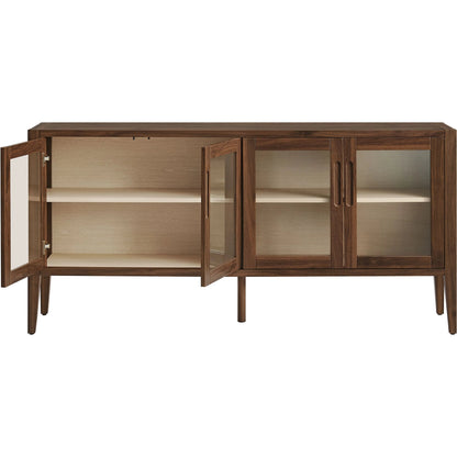 Arecibo 72" Glass Door Sideboard Storage Display Cabinet by Evans & Londeen in walnut. Made from glass door in a traditional style.