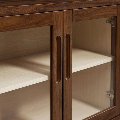 Arecibo 72" Glass Door Sideboard Storage Display Cabinet by Evans & Londeen in walnut. Made from glass door in a traditional style.