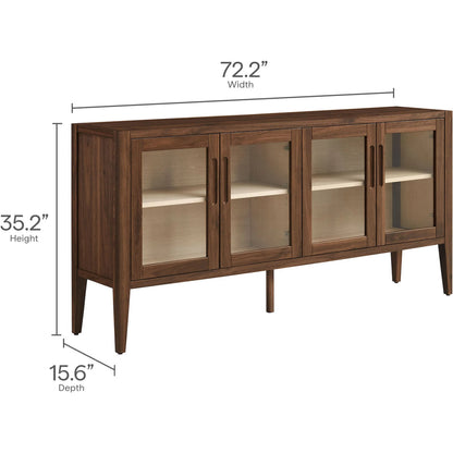 Arecibo 72" Glass Door Sideboard Storage Display Cabinet by Evans & Londeen in walnut. Made from glass door in a traditional style.