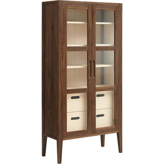 001 SI-2453540 | Primary Silo | Arecibo 71" Glass Door Tall Display Storage Cabinet by Evans & Londeen in walnut. Made from glass door in a traditional style.
