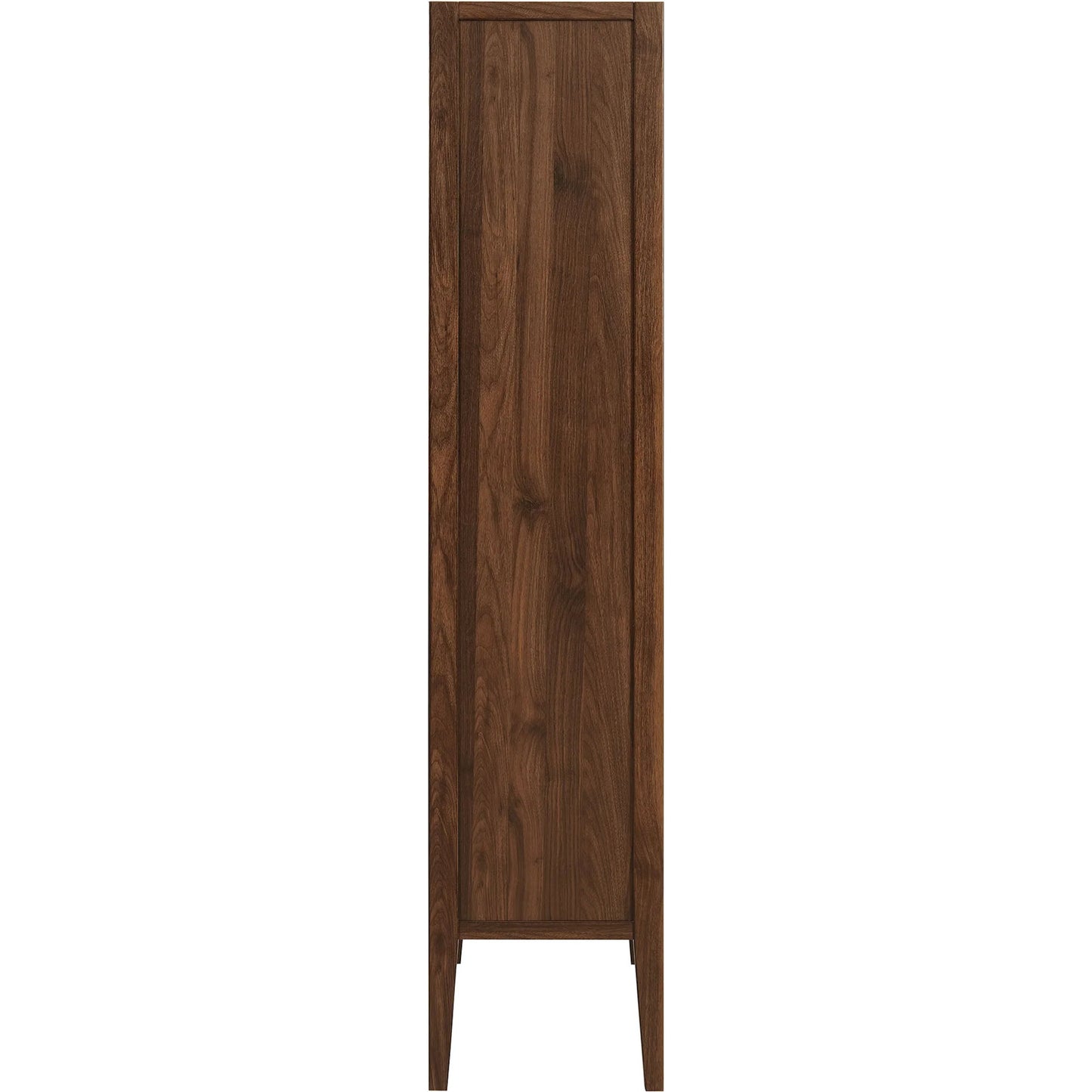 005 SI-2453540 | Lifestyle | Arecibo 71" Glass Door Tall Display Storage Cabinet by Evans & Londeen in walnut. Made from glass door in a traditional style.