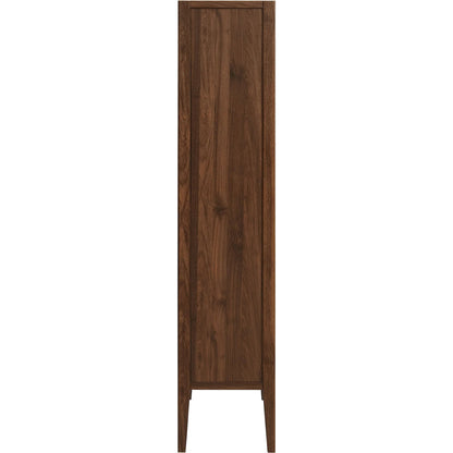 Arecibo 71" Glass Door Tall Display Storage Cabinet by Evans & Londeen in walnut. Made from glass door in a traditional style.