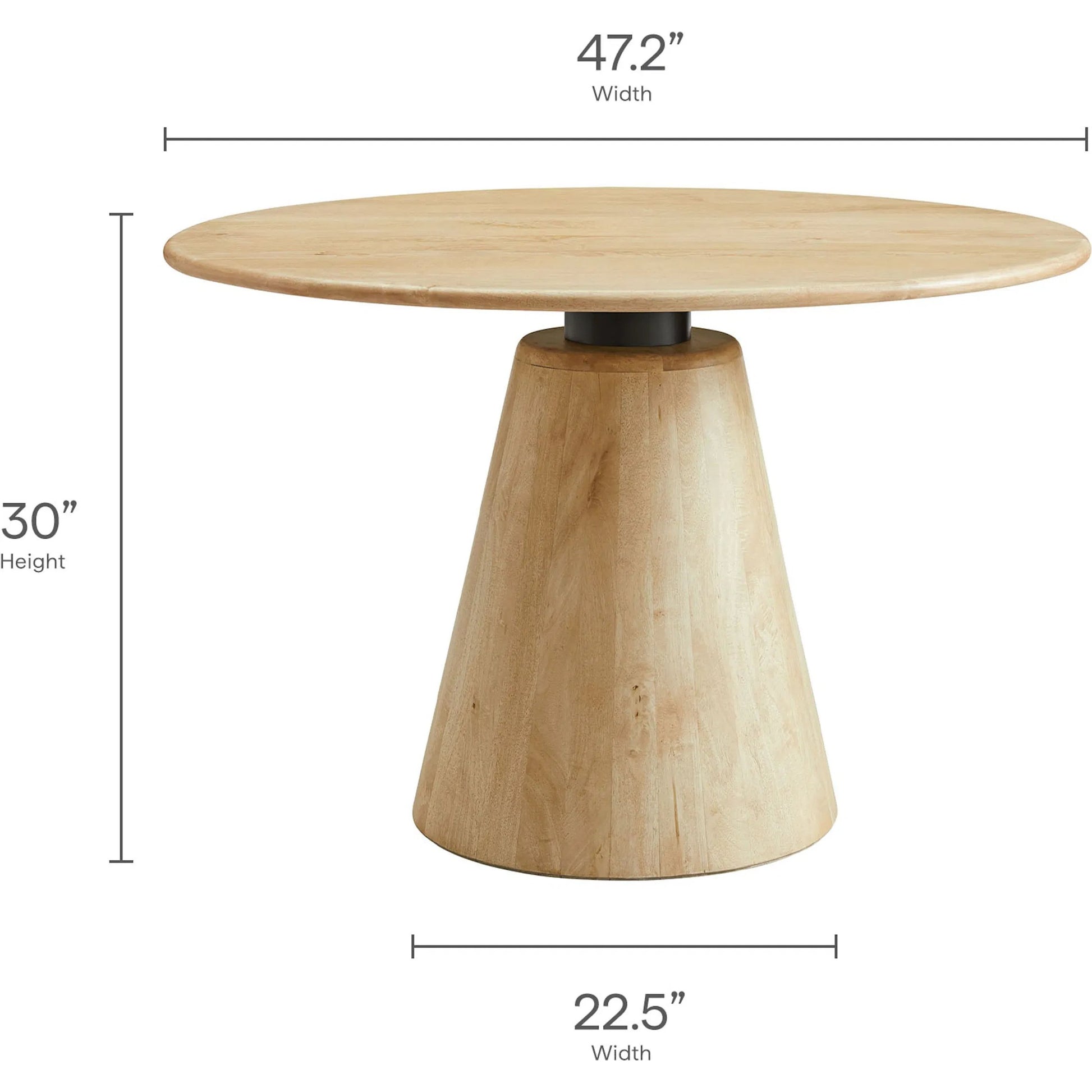 Barranquitas 47" Round Wood Dining Table by Evans & Londeen in natural. Made from wood in a transitional style.