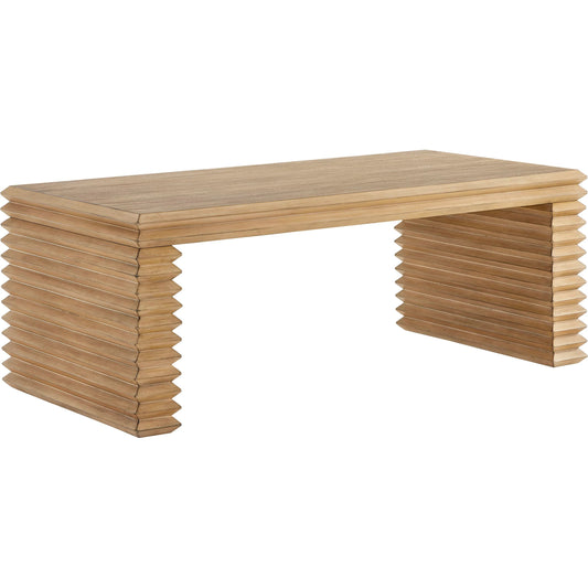 Real Rectangular Stacked Design Coffee Table by Evans & Londeen in weathered oak. Made from unique in a transitional style.