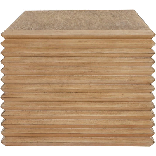 Real Rectangular Stacked Design Coffee Table by Evans & Londeen in weathered oak. Made from unique in a transitional style.