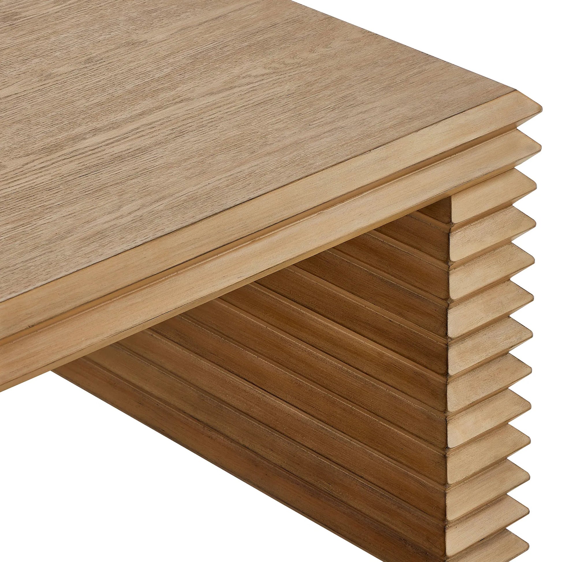 Real Rectangular Stacked Design Coffee Table by Evans & Londeen in weathered oak. Made from unique in a transitional style.