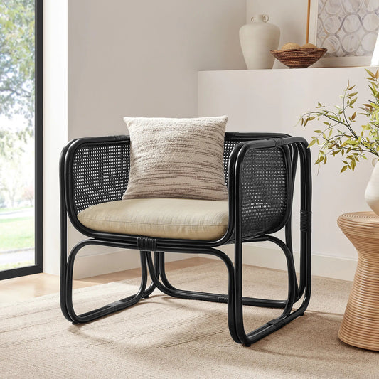 Avon Natural Rattan Accent Armchair by Evans & Londeen. Made from natural rattan in a traditional style.