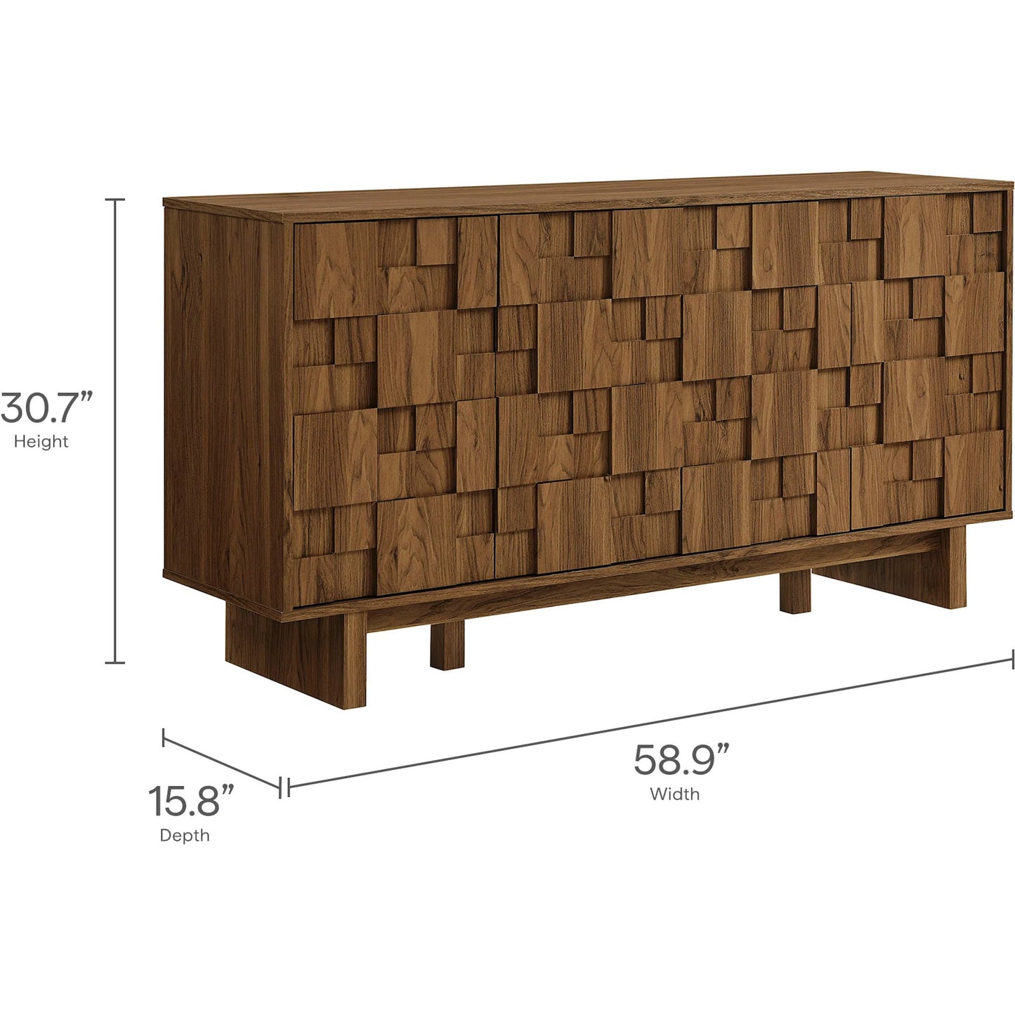 002 SI-2453607 | Additional Silo | Archuleta 59 Inch 4 Door Geometric Sideboard by Evans & Londeen in walnut. Made from unique in a traditional style.