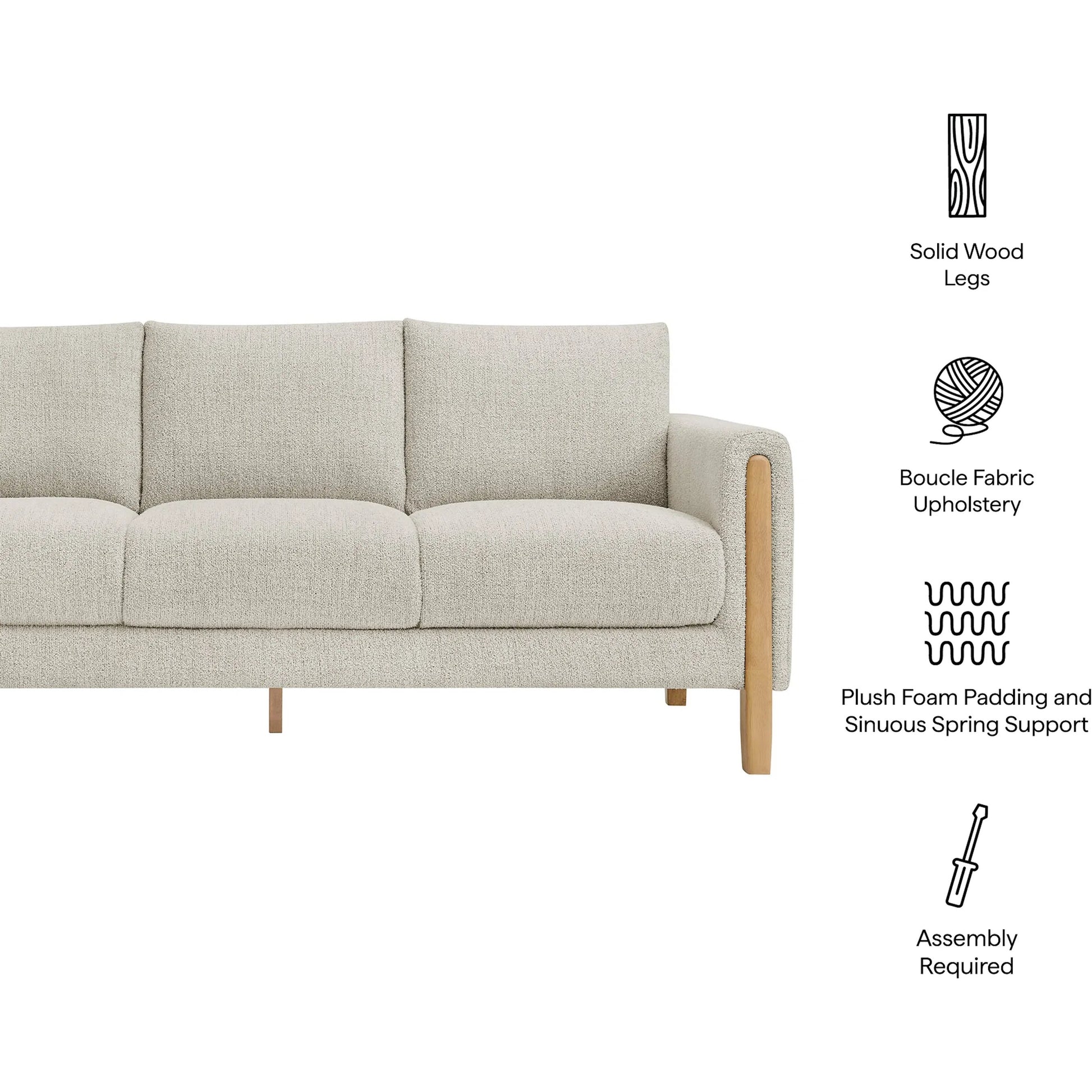 Aibonito Boucle Sofa by Evans & Londeen. Made from boucle fabric in a transitional style.