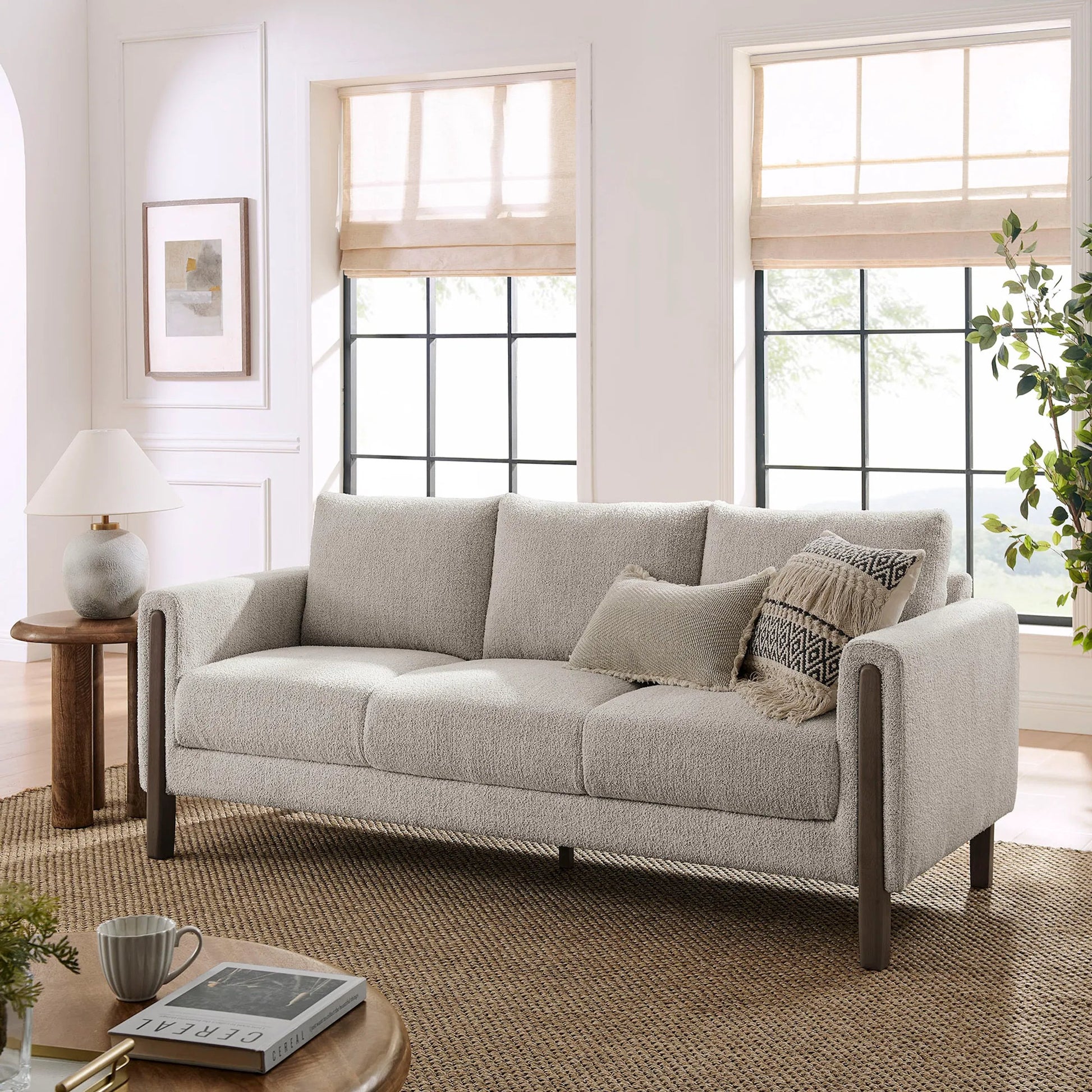 Aibonito Boucle Sofa by Evans & Londeen. Made from boucle fabric in a transitional style.
