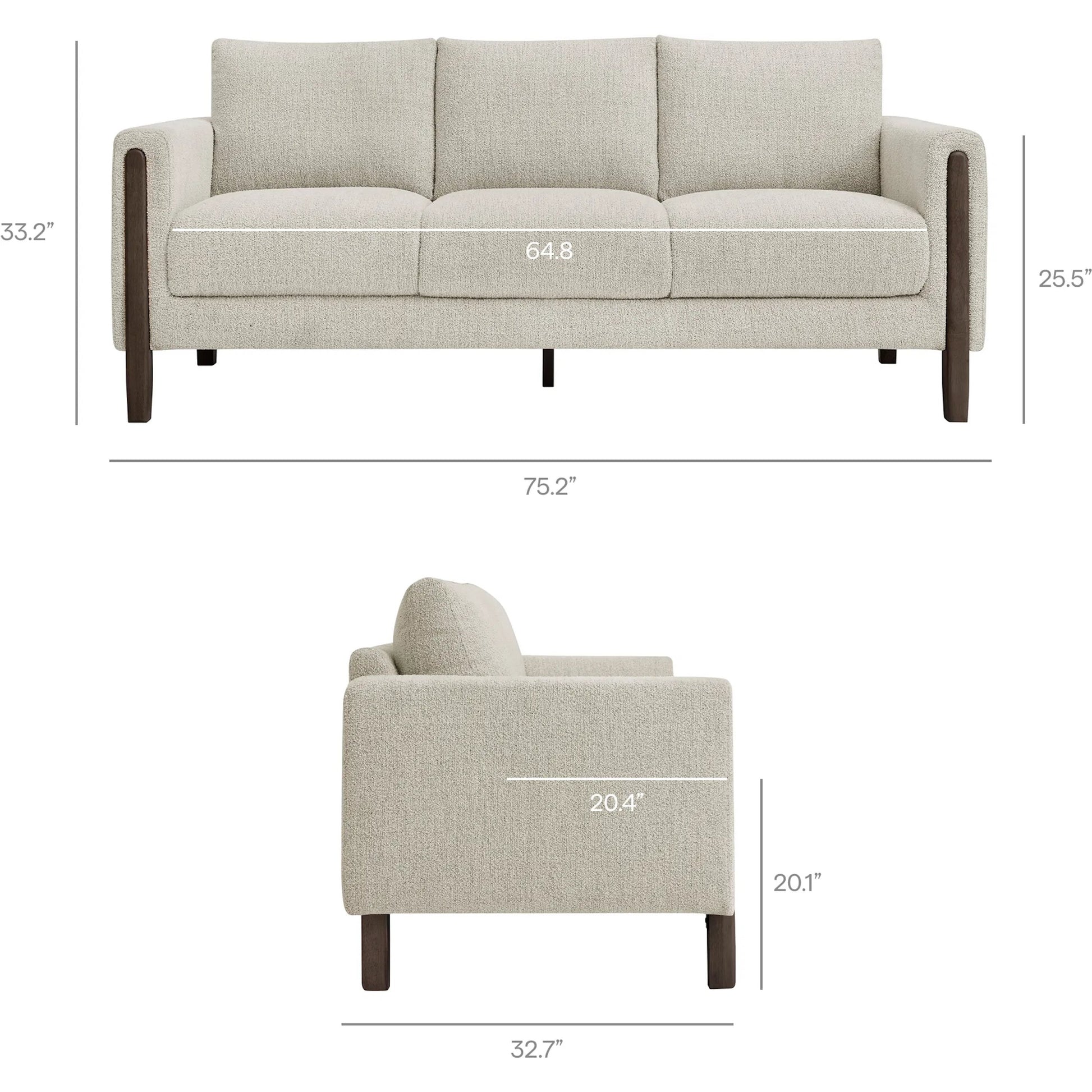 Aibonito Boucle Sofa by Evans & Londeen. Made from boucle fabric in a transitional style.