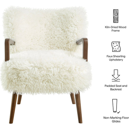 Edgar Faux Shearling Accent Armchair by Evans & Londeen. Made from faux shearling in a eclectic & global style.