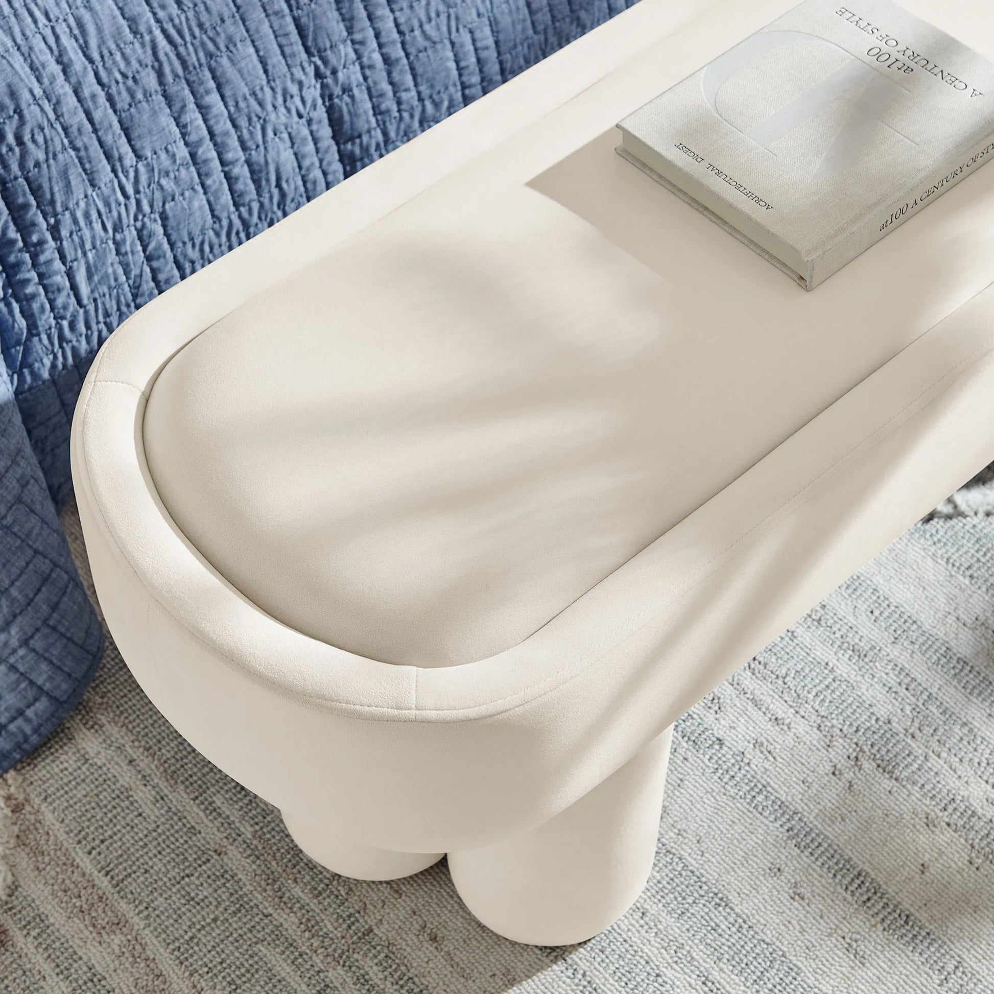 Atchison Oval Accent Bench by Evans & Londeen. Made from performance velvet in a transitional style.