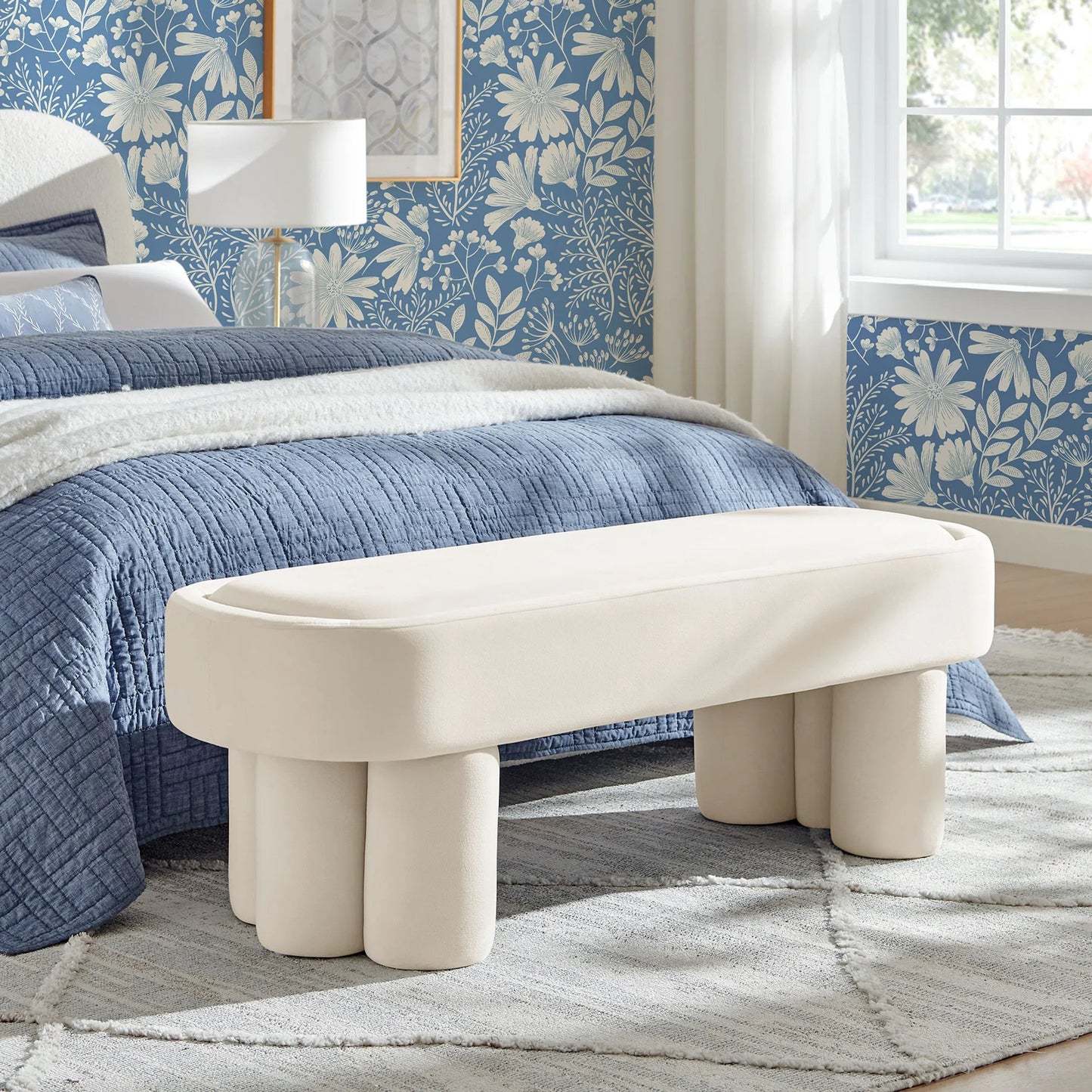 009 SI-2519907 | Lifestyle | Atchison Oval Accent Bench by Evans & Londeen. Made from performance velvet in a transitional style.