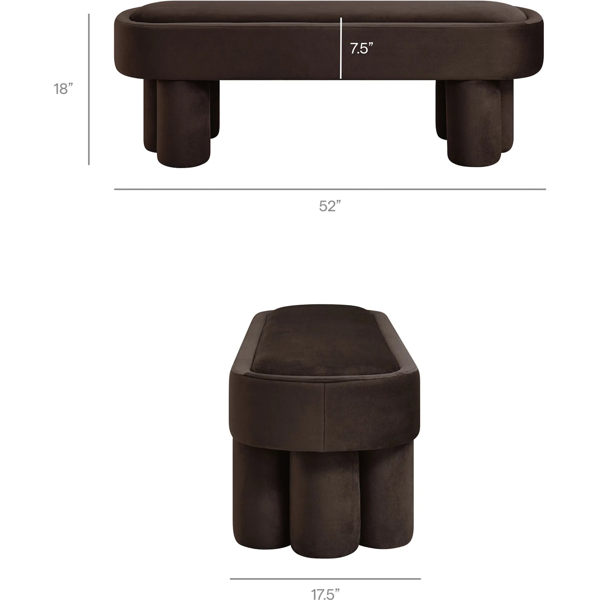 Atchison Oval Accent Bench by Evans & Londeen. Made from performance velvet in a transitional style.