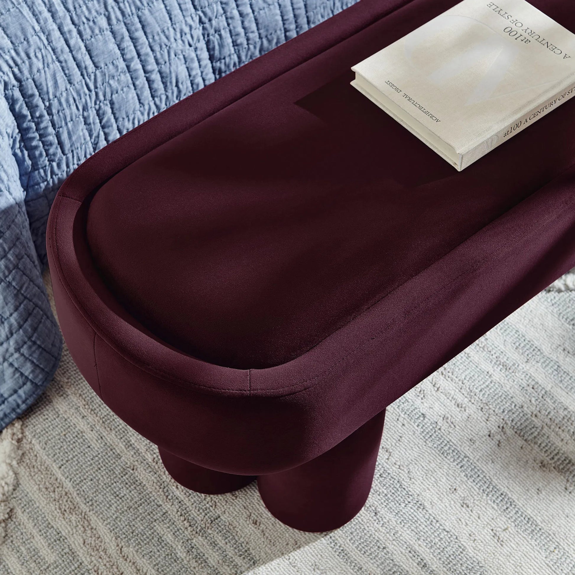 Atchison Oval Accent Bench by Evans & Londeen. Made from performance velvet in a transitional style.