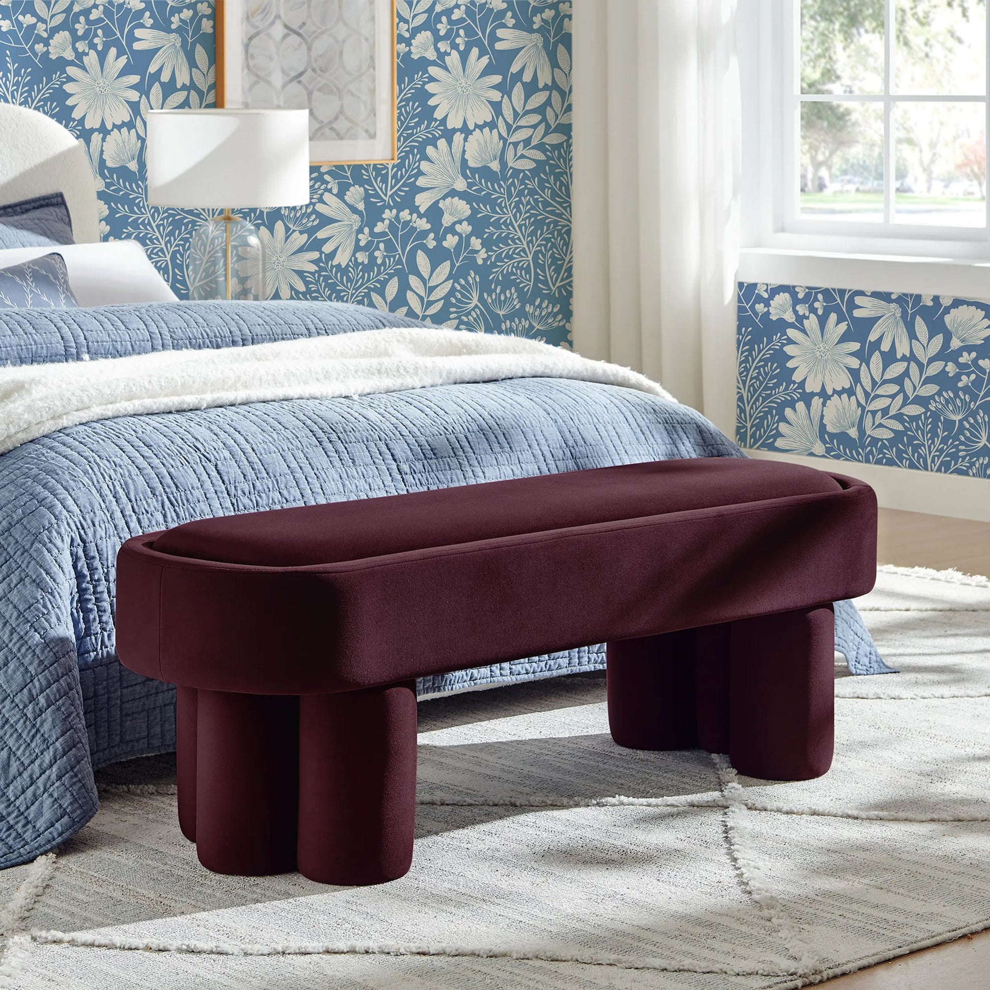 Atchison Oval Accent Bench by Evans & Londeen. Made from performance velvet in a transitional style.