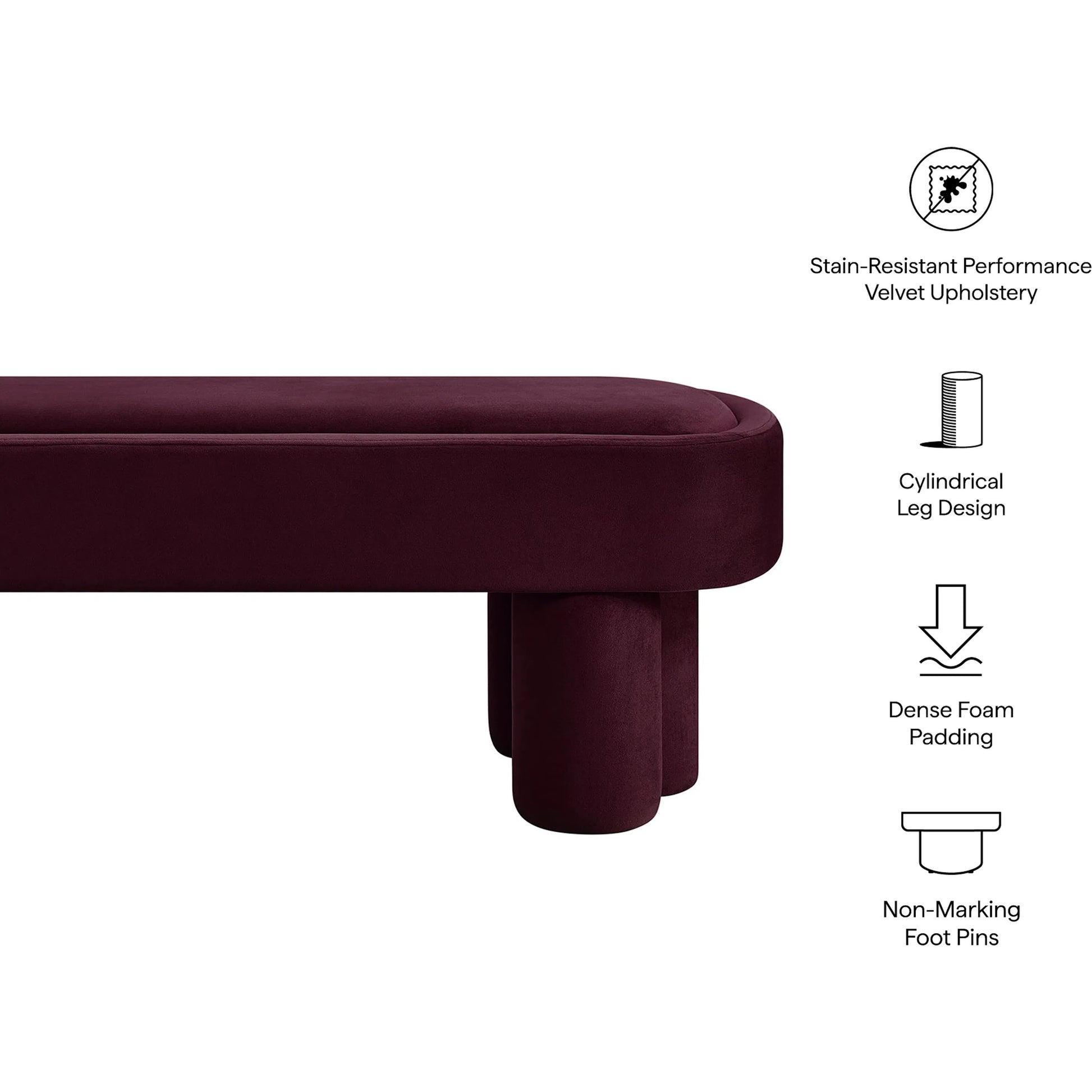 Atchison Oval Accent Bench by Evans & Londeen. Made from performance velvet in a transitional style.