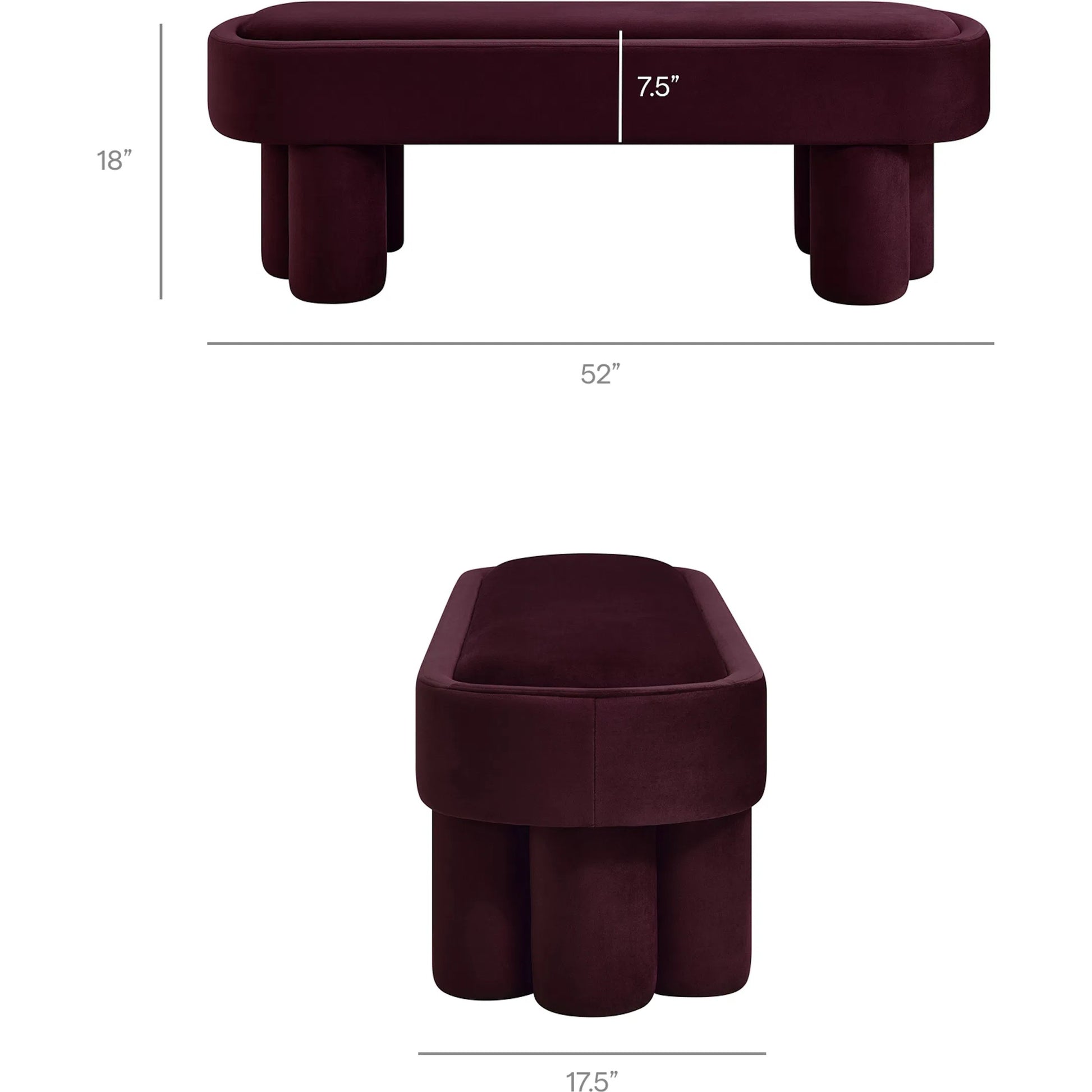 Atchison Oval Accent Bench by Evans & Londeen. Made from performance velvet in a transitional style.