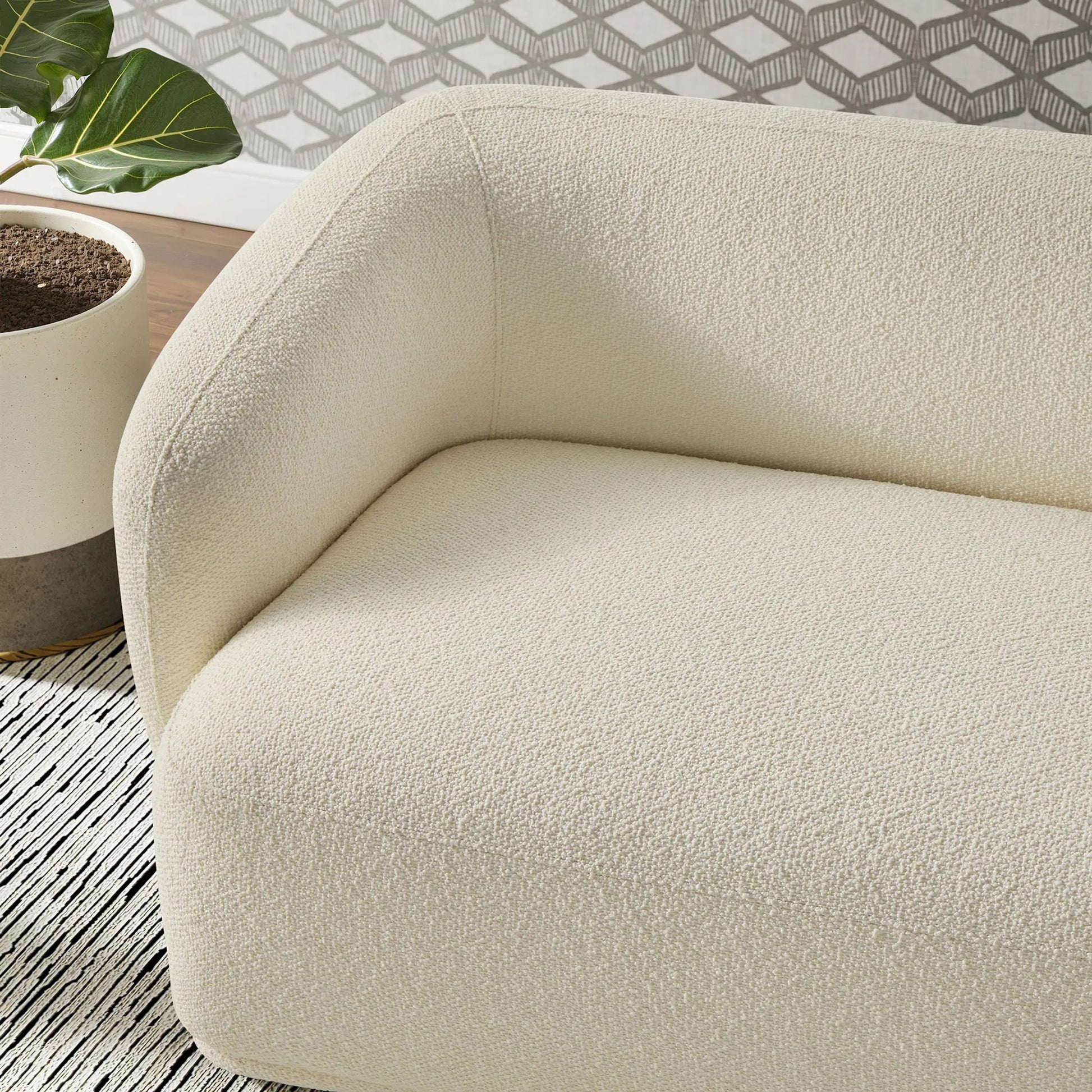 Gardner 88" Boucle Sofa by Evans & Londeen. Made from boucle fabric in a transitional style.