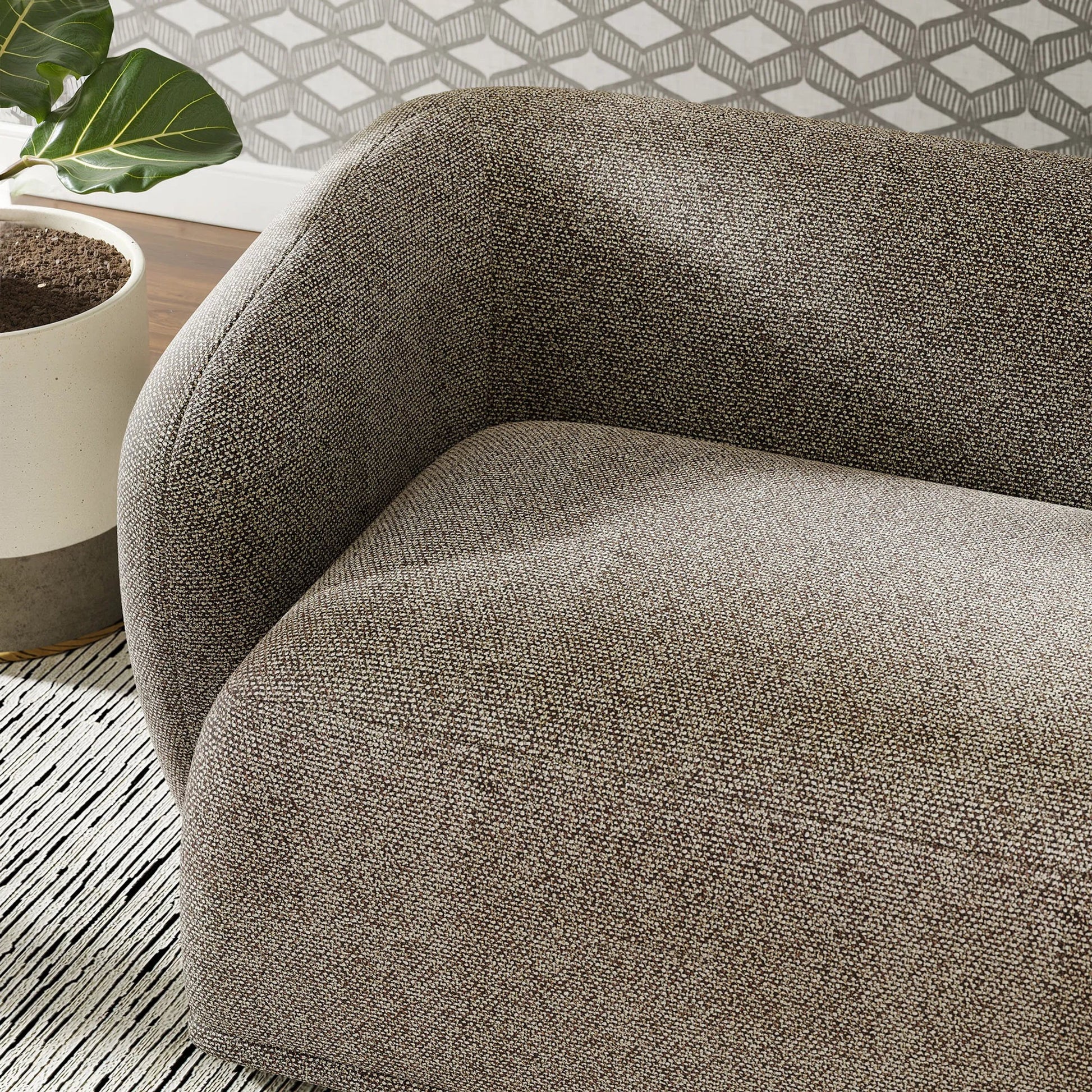 Gardner 88" Boucle Sofa by Evans & Londeen. Made from boucle fabric in a transitional style.