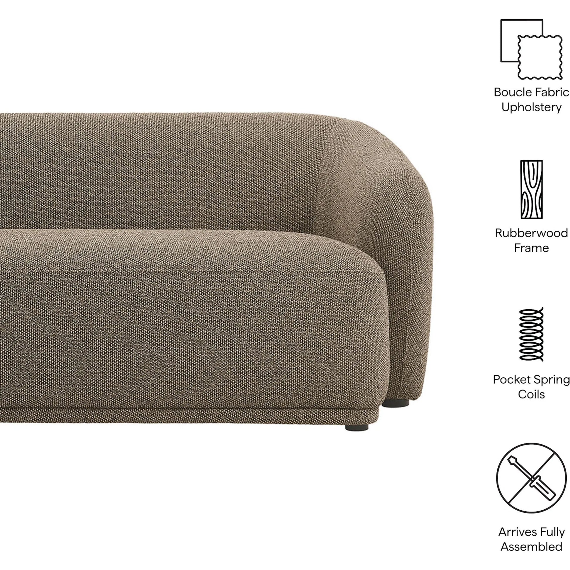 Gardner 88" Boucle Sofa by Evans & Londeen. Made from boucle fabric in a transitional style.