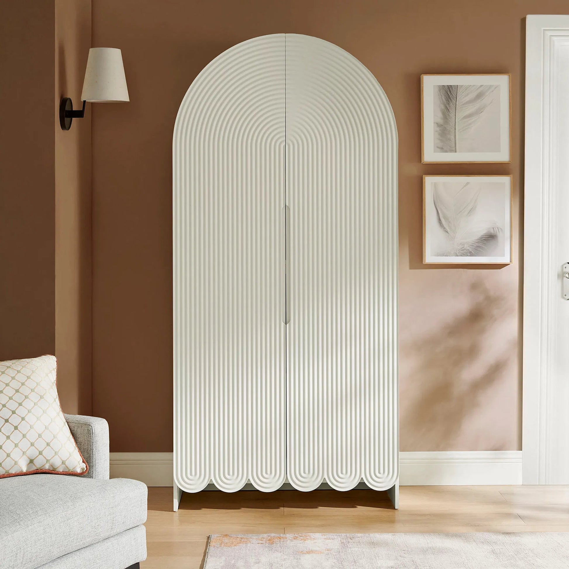 Champaign 78" Fluted and Scalloped Arched Storage Cabinet by Evans & Londeen. Made from unique in a eclectic & global style.