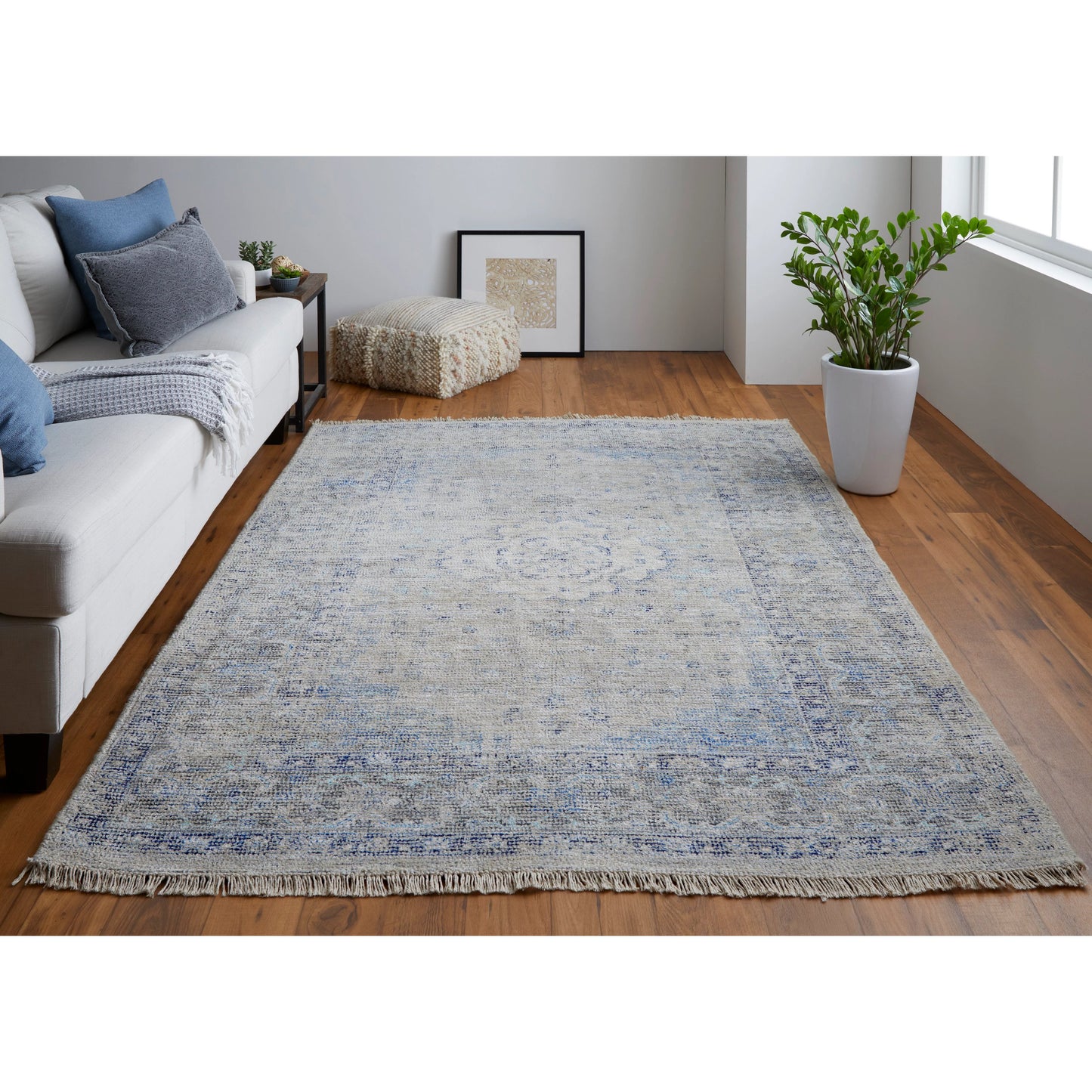 028 SI-1753693,SI-1753696 | Lifestyle | Caldwell Transitional Rug - 8108F by Feizy in gray, blue, ivory. Made from wool, viscose in a unique style.