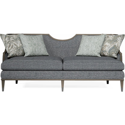 Harper Sofa by A.R.T. Furniture in blue and mica, lichen. Made from rubberwood solids, foam, fabric, metal in a traditional style.