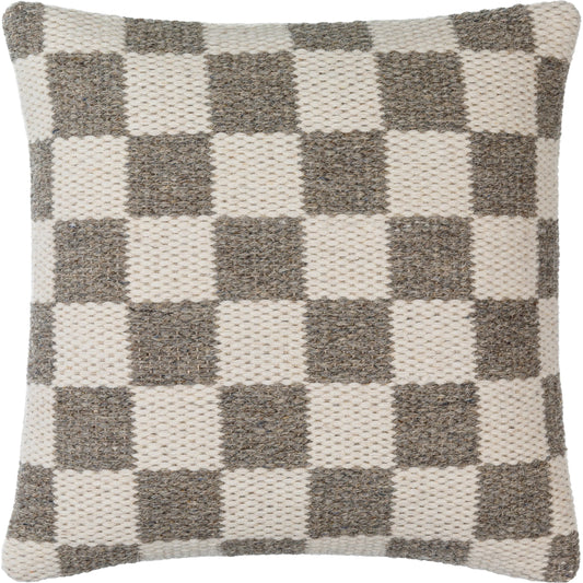 Preethi Pillow - 481391 by Surya in ivory, brown. Made from front: 80% wool, 20% cotton, back: 100% cotton in a modern style.