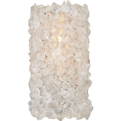 Iconoclast Wall Sconce by Currey and Company in contemporary silver leaf, contemporary silver, natural. Made from wrought iron, rock crystal in a modern style.