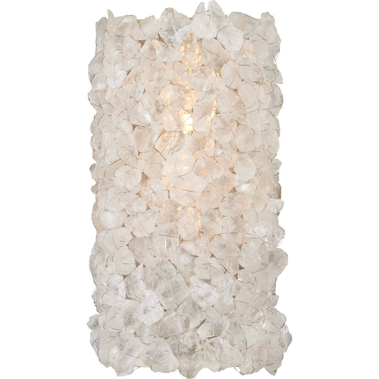 Iconoclast Wall Sconce by Currey and Company in contemporary silver leaf, contemporary silver, natural. Made from wrought iron, rock crystal in a modern style.