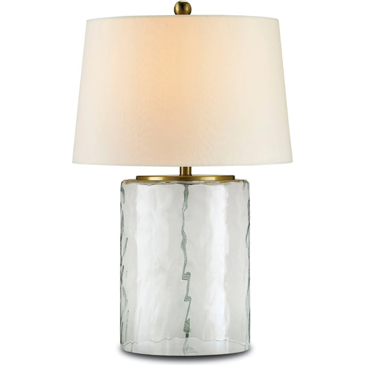 Oscar Table Lamp by Currey and Company in clear glass, brass. Made from glass, brass in a coastal style.