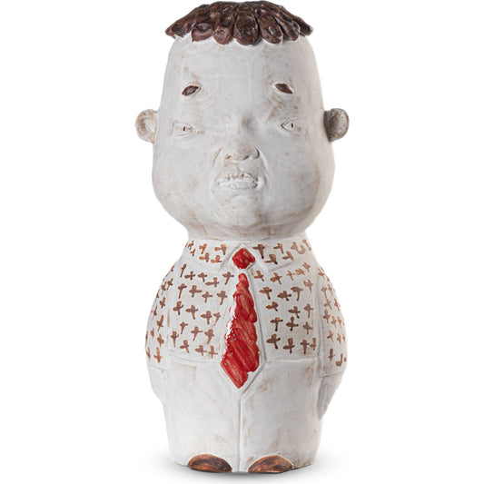Successful Businessman by Currey and Company in white, brown, red. Made from porcelain in a modern style.