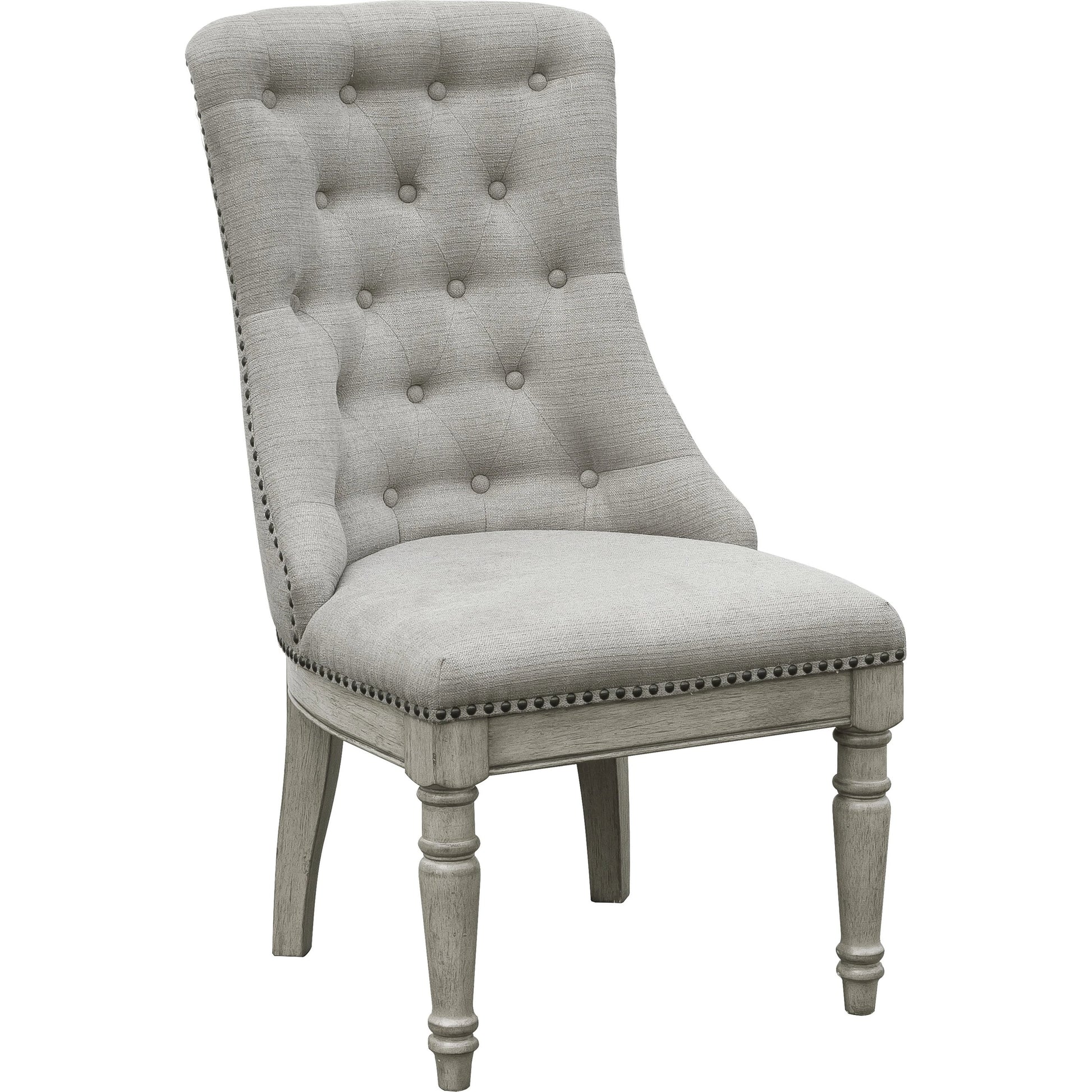 Madison Ridge Host Chair by Pulaski Furniture in bluff grey. Made from asian hardwood, oak veneers in a traditional style.