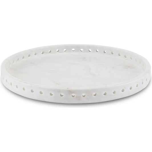 Freya Marble Tray by Currey and Company in white. Made from marble in a coastal style.