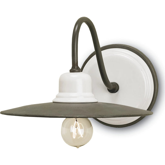Eastleigh Wall Sconce by Currey and Company in hiroshi, white. Made from wrought iron, ceramic in a cottage & farmhouse style.