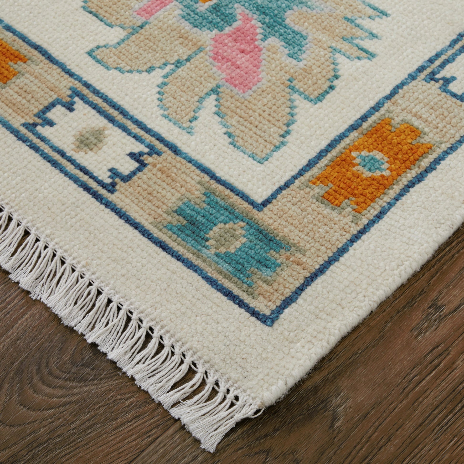 Karina Transitional & Botanical Rug - 90969G8F by Feizy in ivory, blue, pink. Made from wool in a unique style.