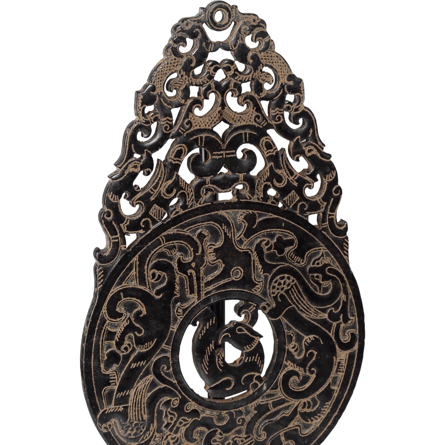 002 SI-2191734 | Additional Silo | Han Dynasty Jade Symbol by Currey and Company in bronze, black. Made from stoneware, metal in a eclectic & global style.