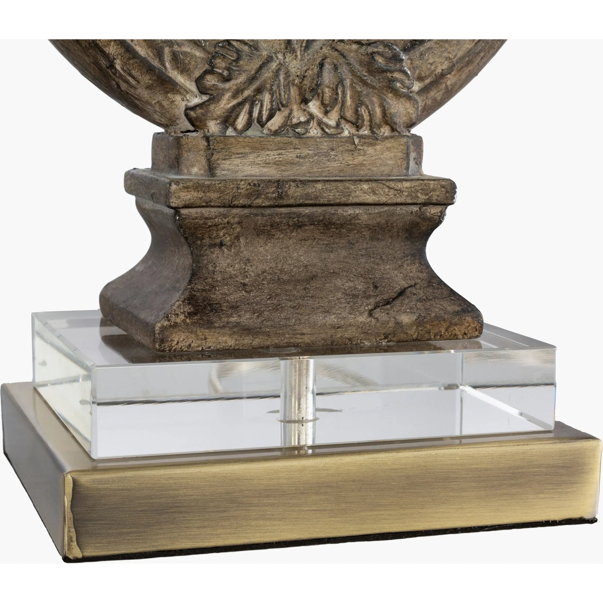 Effie Lamp - 25187 by Surya in metallic brass, clear, ivory, translucent, white, brown and brown painted resin body. Made from linen, acrylic, metal in a modern style.