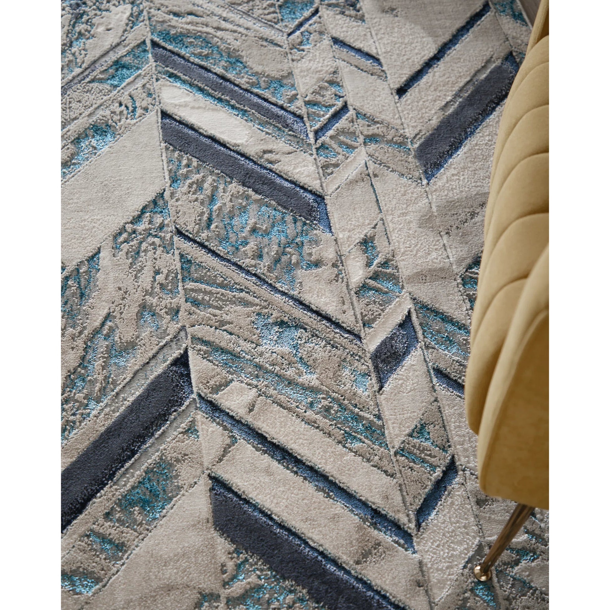 Indio Herringbone Rug - 39H1F by Feizy in ivory, blue, gray. Made from unique in a unique style.