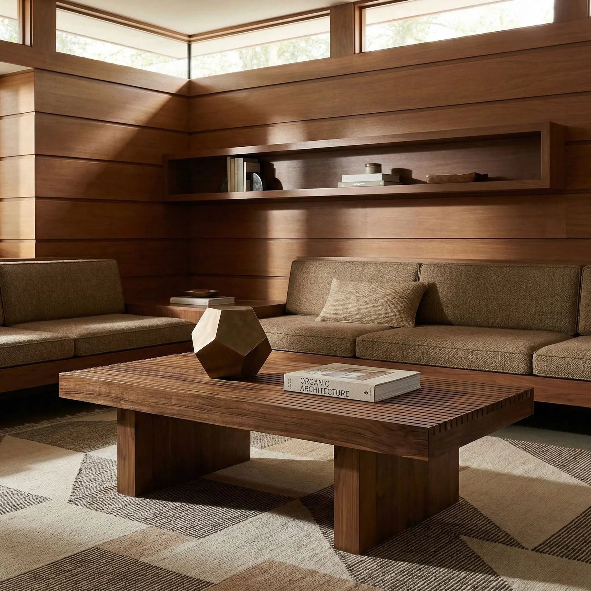 Kobe Coffee Table by Noir in clear coat flat. Made from teak in a transitional style.
