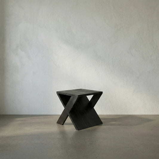 Dylan Side Table by Noir in burnt black. Made from munggur in a modern style.